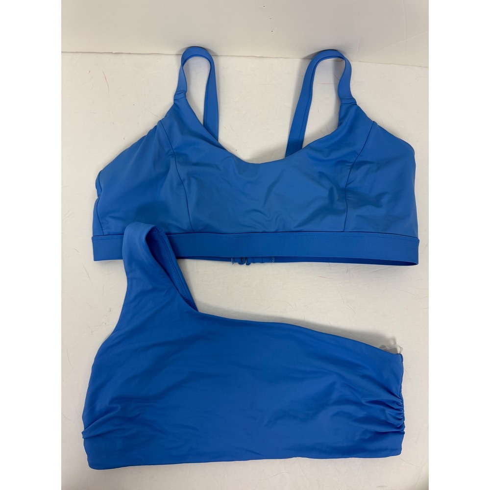 Knix‎ Swim Top Bundle Blue Scoop Neck and One Shoulder Bikini Tops Womens XXL